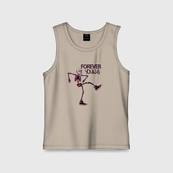 Майка детская хлопок Вечно молодой скелетик, цвет: миндальный