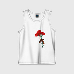 Майка детская хлопок Букет гвоздики и георгиевская лента, цвет: белый