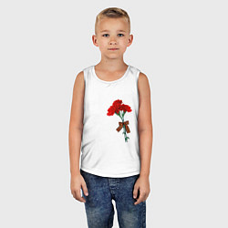 Майка детская хлопок Букет гвоздики и георгиевская лента, цвет: белый — фото 2