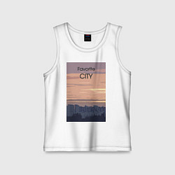 Майка детская хлопок Favorite city с городским пейзажем, цвет: белый