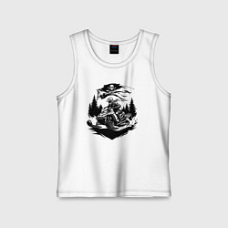 Майка детская хлопок Пиратский гонщик на снегоходе, цвет: белый