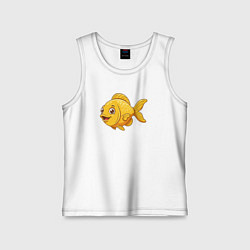Майка детская хлопок Милая желтая рыбка, цвет: белый