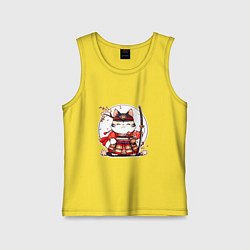 Детская майка Кот самурай на фоне луны