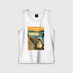 Майка детская хлопок Тоторо кричит - мем нейросеть, цвет: белый