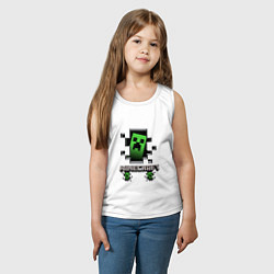 Майка детская хлопок Minecraft крипер, цвет: белый — фото 2