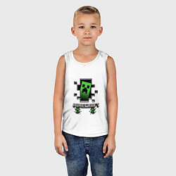 Майка детская хлопок Minecraft крипер, цвет: белый — фото 2