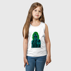 Майка детская хлопок Билли Айлиш из неоновых линий, цвет: белый — фото 2