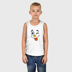 Майка детская хлопок Позитивный смайлик, цвет: белый — фото 2