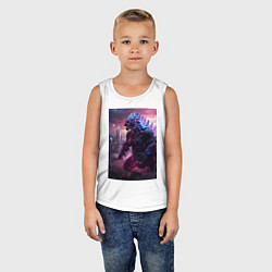 Майка детская хлопок Годзилла посреди мегаполиса, цвет: белый — фото 2