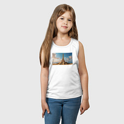 Майка детская хлопок Песчаная мечта: Эйфелева башня на пляже, цвет: белый — фото 2