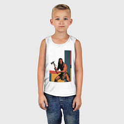 Майка детская хлопок Индеец с томагавком поп-арт, цвет: белый — фото 2