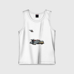 Майка детская хлопок Такси летающее, ретрофутуризм, цвет: белый