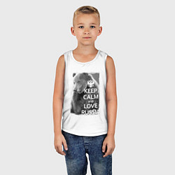 Майка детская хлопок Сохраняйте спокойствие и любите Россию, цвет: белый — фото 2