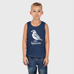 Майка детская хлопок Воробей в готическом стиле, цвет: тёмно-синий — фото 2