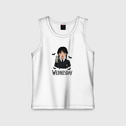 Майка детская хлопок Уэнздей Аддамс, цвет: белый