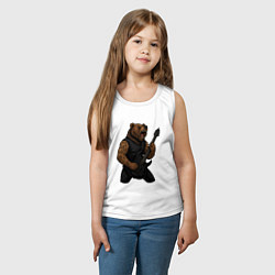 Майка детская хлопок Медведь играет на электрогитаре, цвет: белый — фото 2