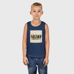 Майка детская хлопок Косяк коней Акварель, цвет: тёмно-синий — фото 2