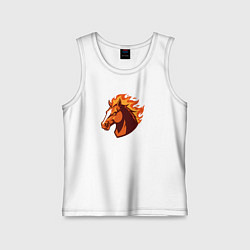 Майка детская хлопок Лошадь с огненной гривой, цвет: белый