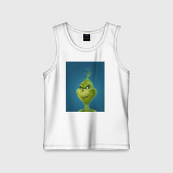 Майка детская хлопок Гринч что-то замышляет на новый год, цвет: белый