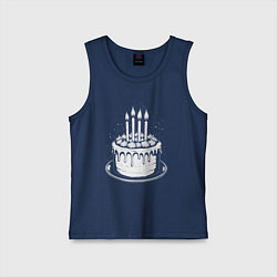 Майка детская хлопок Торт с четырьмя свечами, цвет: тёмно-синий