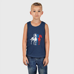Майка детская хлопок 3 коня, цвет: тёмно-синий — фото 2