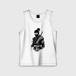 Майка детская хлопок Черный ниндзя, цвет: белый