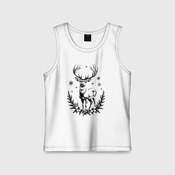 Майка детская хлопок Зимний новогодний олень, цвет: белый