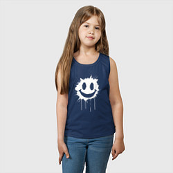 Майка детская хлопок Смайл белой краской, цвет: тёмно-синий — фото 2