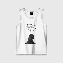 Майка детская хлопок Не люблю сухой корм кот кошка, цвет: белый