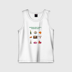 Майка детская хлопок Russian new years starter pack, цвет: белый