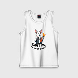 Майка детская хлопок Кролик с динамитом - Trust me im an engineer, цвет: белый