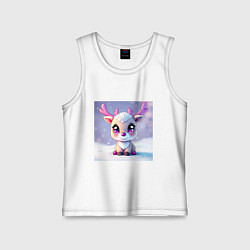 Майка детская хлопок Оленёнок с сердечками в глазах и розовыми рожками, цвет: белый