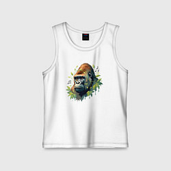 Майка детская хлопок Музыкальная горилла, цвет: белый