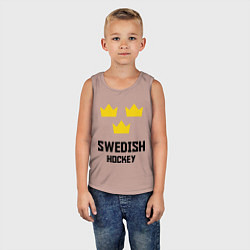 Майка детская хлопок Swedish Hockey, цвет: пыльно-розовый — фото 2