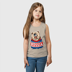 Майка детская хлопок Made in Russia: медведь, цвет: миндальный — фото 2
