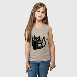 Майка детская хлопок Кот с книгой, цвет: миндальный — фото 2