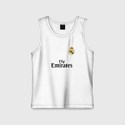 Майка детская хлопок Real Madrid: Fly Emirates, цвет: белый