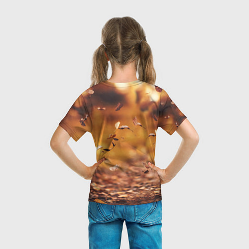 Детская футболка Котик в листьях / 3D-принт – фото 6