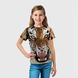 Футболка детская Свирепый тигр, цвет: 3D-принт — фото 2