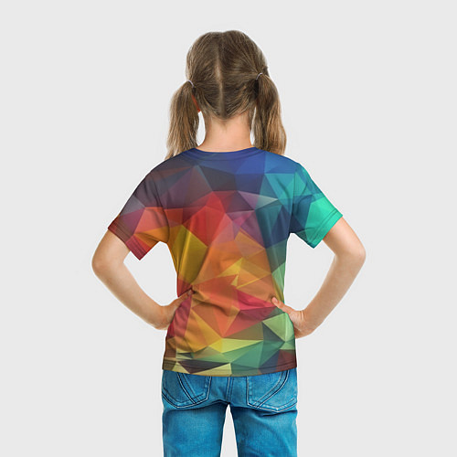 Детская футболка Цветные полигоны / 3D-принт – фото 6