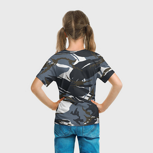 Детская футболка Камуфляж пятнистый: темно-синий/белый / 3D-принт – фото 6