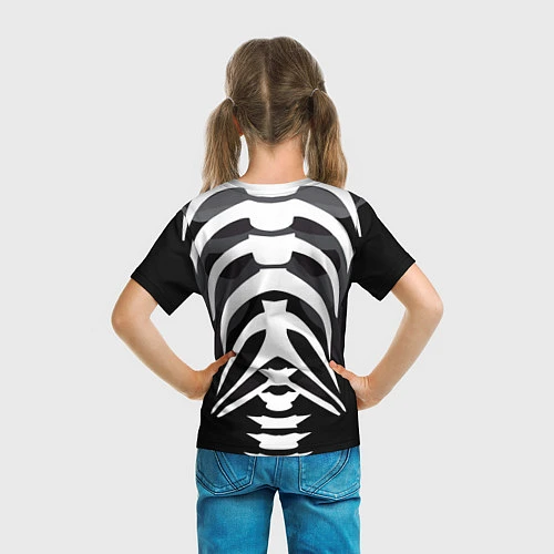 Детская футболка Скелет Ч/Б / 3D-принт – фото 6