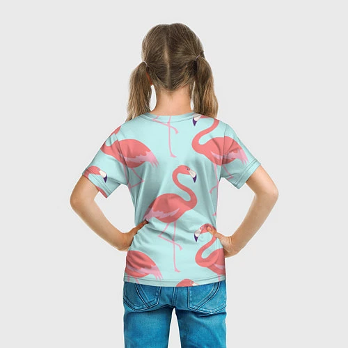 Детская футболка Розовые фламинго / 3D-принт – фото 6