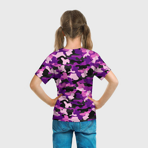 Детская футболка Камуфляж: фиолетовый/розовый / 3D-принт – фото 6