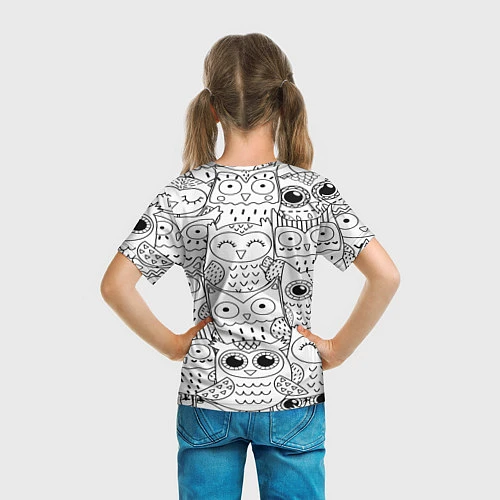 Детская футболка Совушки: узор / 3D-принт – фото 6