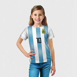 Футболка детская Сборная Аргентины: Месси ЧМ-2018, цвет: 3D-принт — фото 2