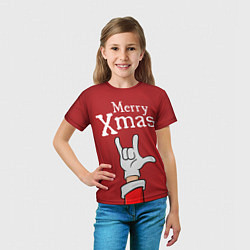 Футболка детская Merry Xmas - Santas hand, цвет: 3D-принт — фото 2