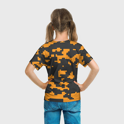 Детская футболка Bitcoin: Orange Camo / 3D-принт – фото 6