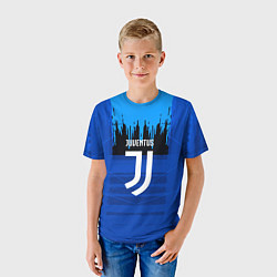 Футболка детская FC Juventus: Blue Abstract, цвет: 3D-принт — фото 2