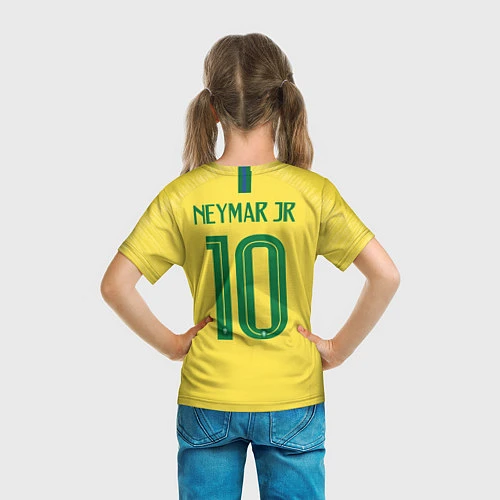Детская футболка Сборная Бразилии: Неймар ЧМ-2018 домашняя / 3D-принт – фото 6